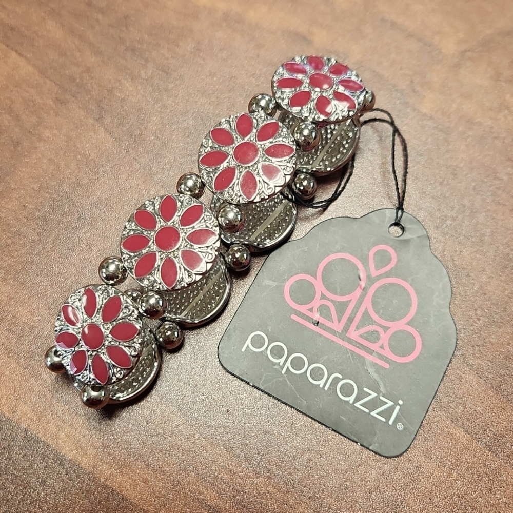 Paparazzi Red Flower Stretch Bracelet